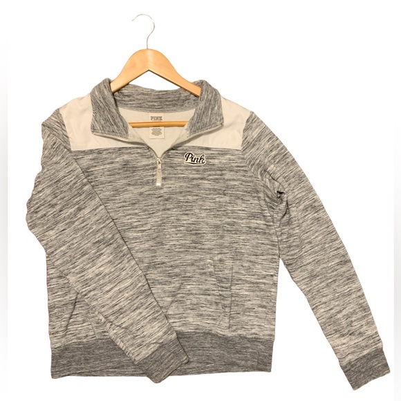 PINK Victoria's Secret Sweaters - Victoria Secret PINK - Grey - Quarter zip sweater